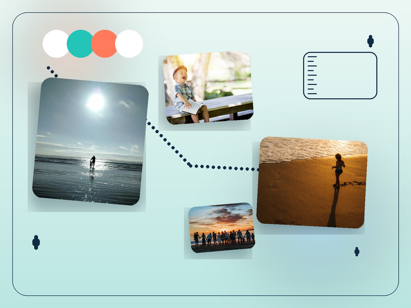 Composite artwork showing weekly rhythm, family routine, and child-friendly daily movement